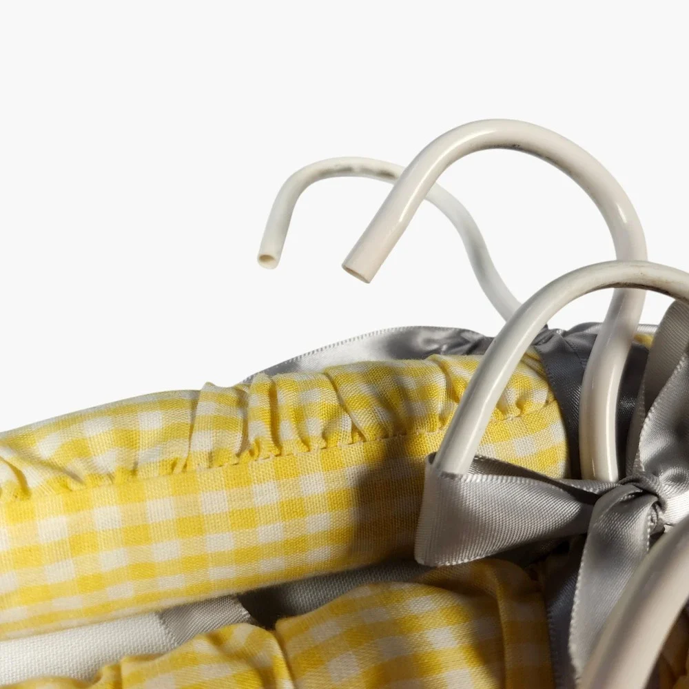Baby‎ Padded Hangers Set of 6 Yellow Gingham Satin Bow Accents Cottagecore